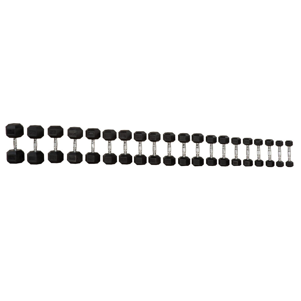 MYO Strength Hex Rubber Dumbbells (2.5 - 25kg)