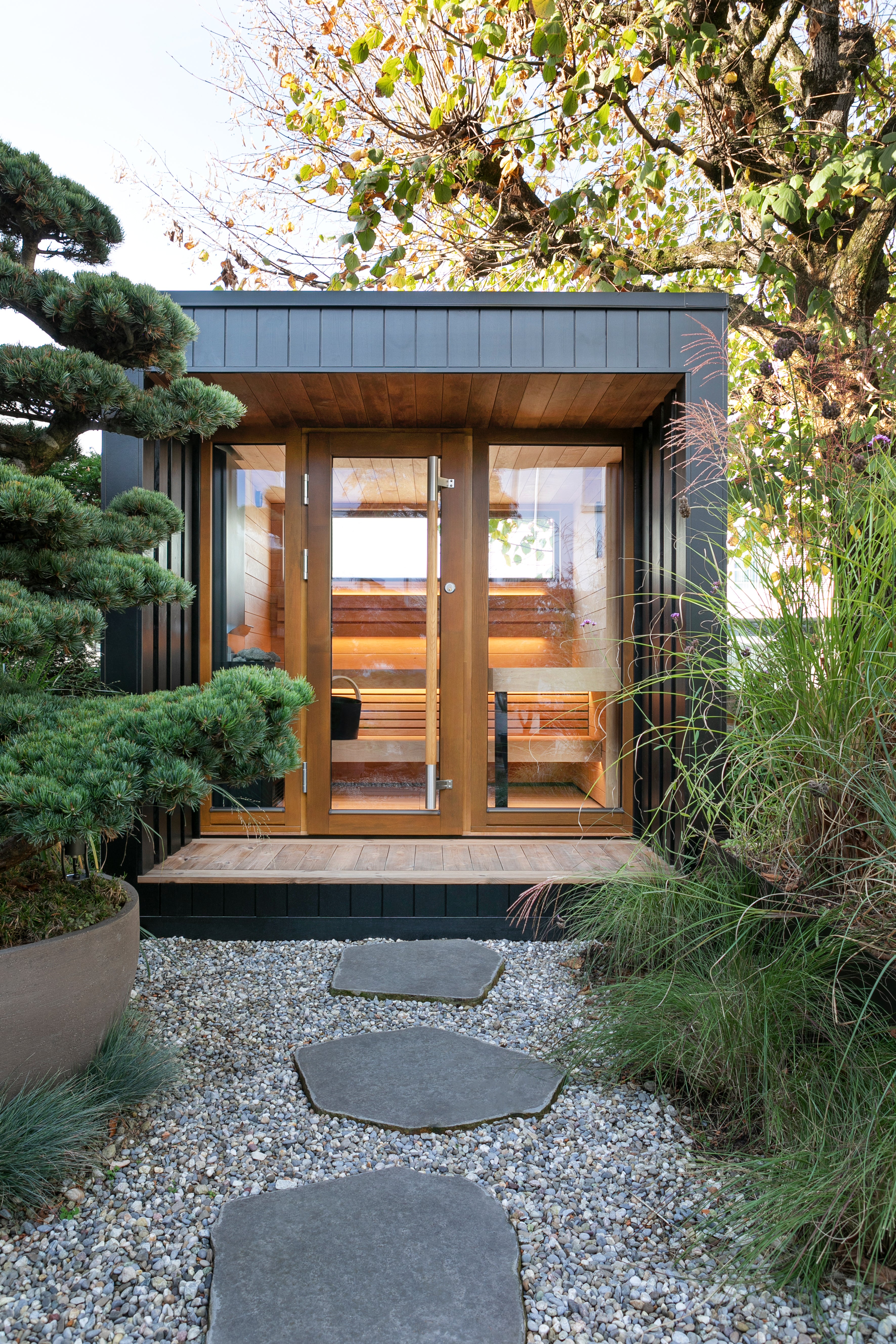 Saunum AirCube Outdoor Sauna with Porch